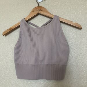 Ryka Sports Bra Ribbed Knit Medium Blush Full Coverage